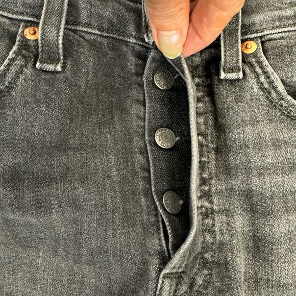 Levis Womens Wedgie Skinny Jeans Faded Black Gray Jeggings Button Fly Size 27 - Picture 3 of 8
